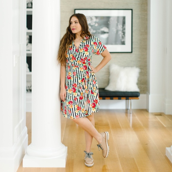Agnes & Dora Dresses & Skirts - 🌺 HP Signature Wrap Dress in Stripes and Floral